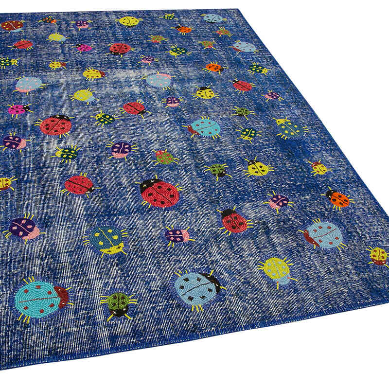 Lacivert Boyalı Patchwork Halı - 155 cm x 225 cm - K0051166