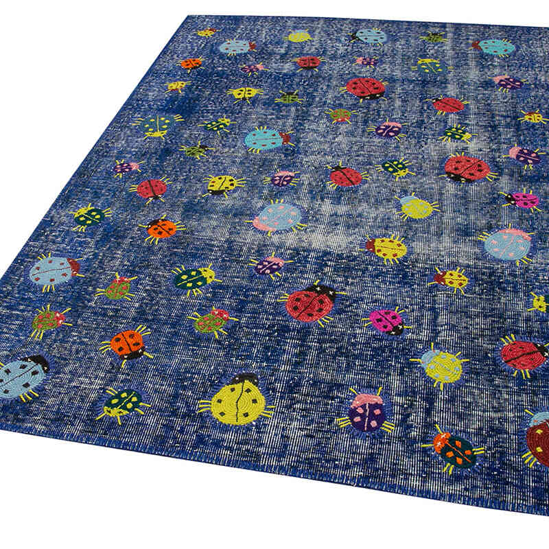 Lacivert Boyalı Patchwork Halı - 155 cm x 225 cm - K0051166