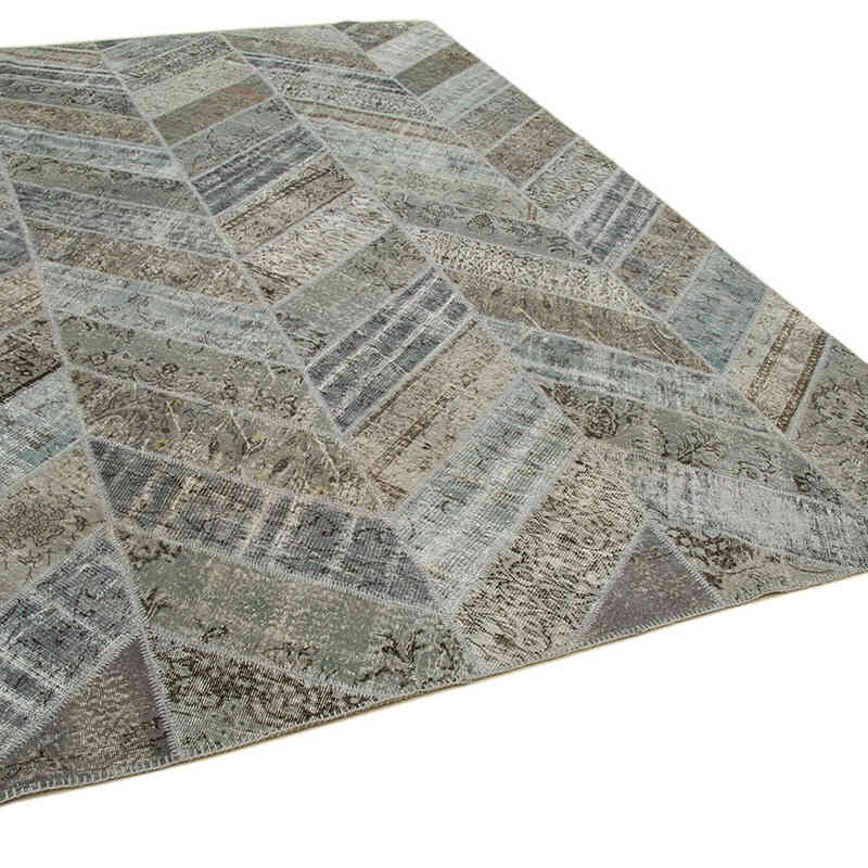 Azul claro, Gris Alfombra De Retazos Turca Sobre-teñida - 278 cm x 377 cm - K0051168