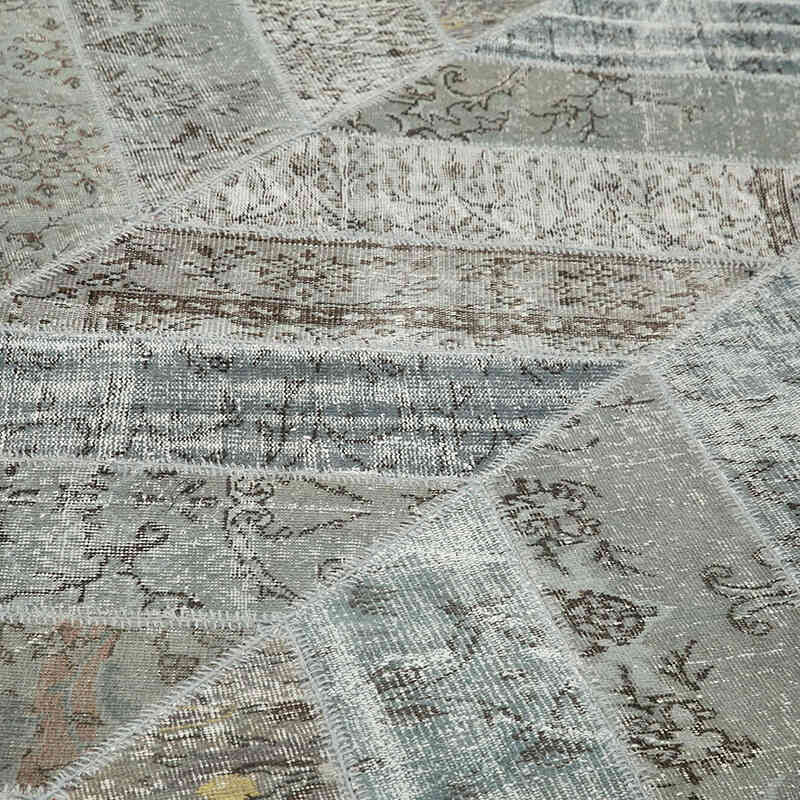 Azul claro, Gris Alfombra De Retazos Turca Sobre-teñida - 278 cm x 377 cm - K0051168