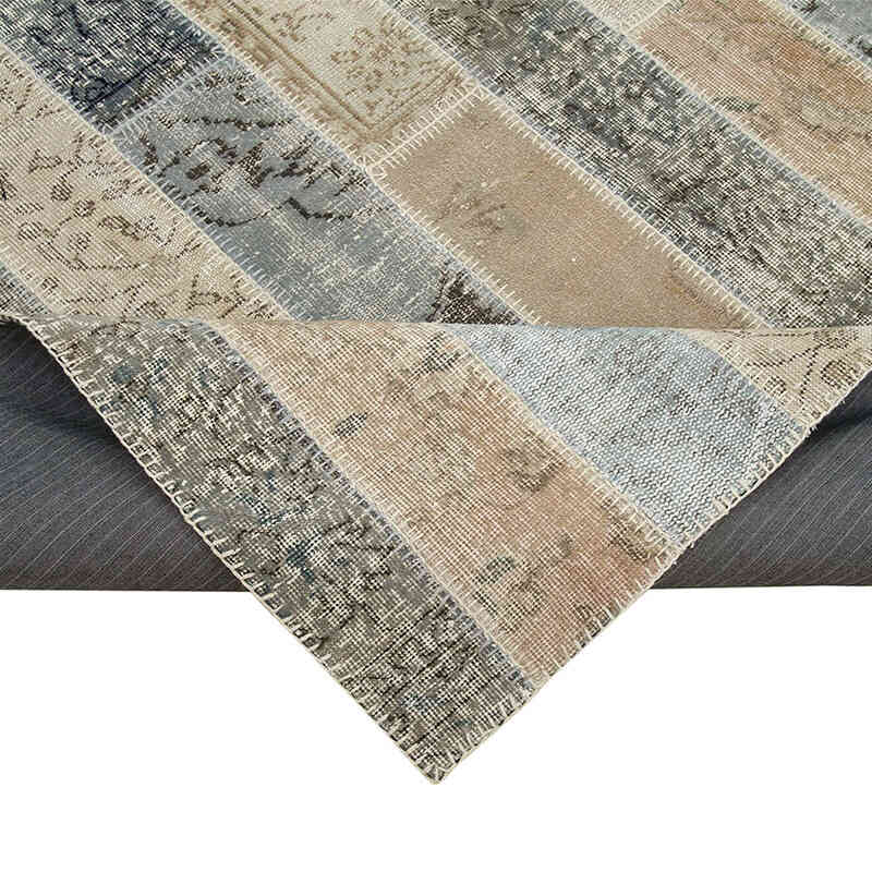 Gris, Beige Alfombra Turca de Retazos - 203 cm x 305 cm - K0051172