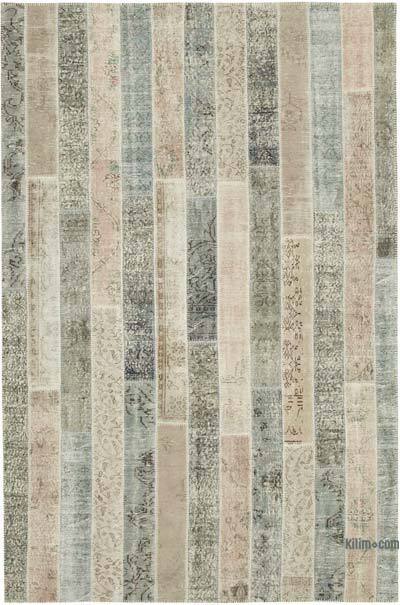 Gri, Bej Patchwork El Dokuma Halı - 203 cm x 305 cm