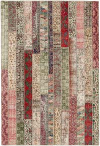 Patchwork Hand-Knotted Turkish Rug - 6' 8" x 9' 9" (80" x 117")