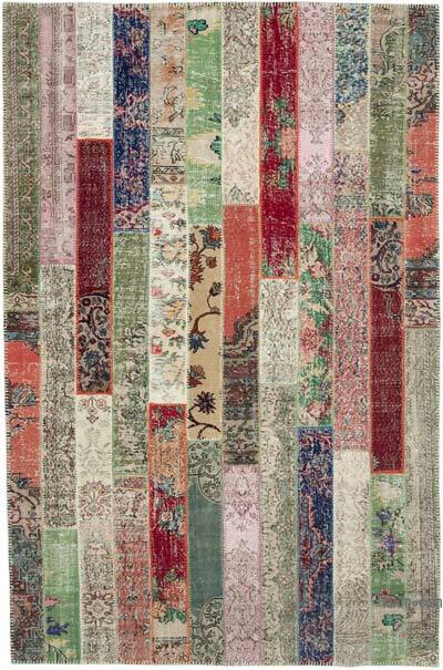 Çok Renkli Patchwork El Dokuma Halı - 201 cm x 304 cm