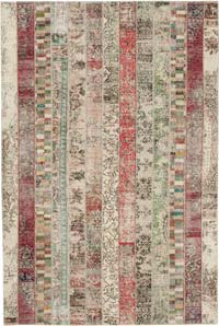 Patchwork Hand-Knotted Turkish Rug - 6' 8" x 10'  (80" x 120")