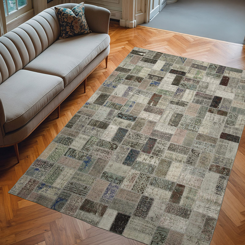 Gris Alfombra Turca de Retazos - 202 cm x 310 cm - K0051184