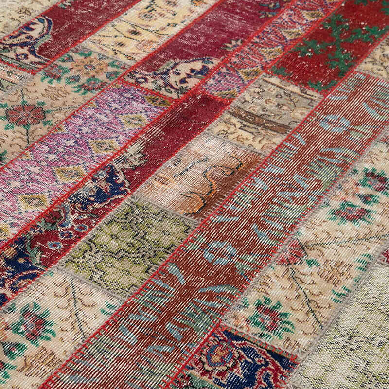 Patchwork Hand-Knotted Turkish Rug - 6' 8" x 10'  (80" x 120") - K0051185