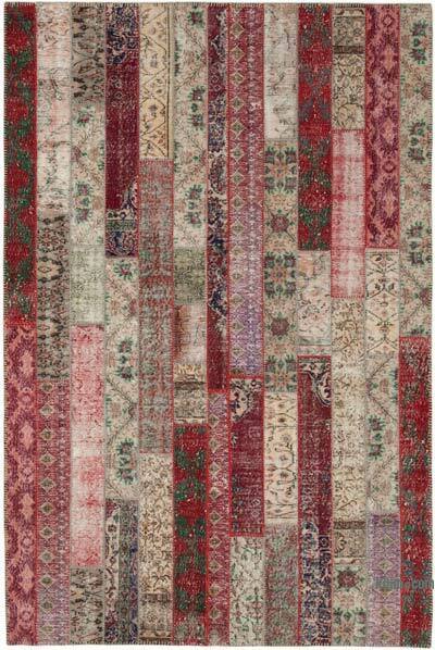 Çok Renkli, Kırmızı Patchwork El Dokuma Halı - 203 cm x 305 cm