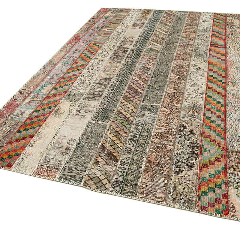 Multicolor Patchwork Hand-Knotted Turkish Rug - 6' 7" x 10'  (79" x 120") - K0051186