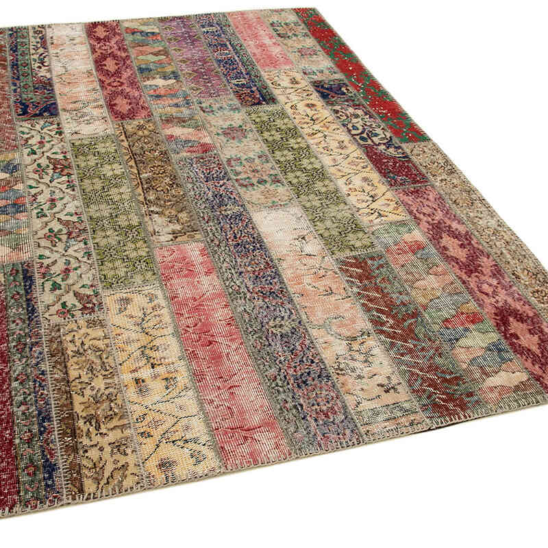 Patchwork Hand-Knotted Turkish Rug - 5' 7" x 7' 10" (67" x 94") - K0051189