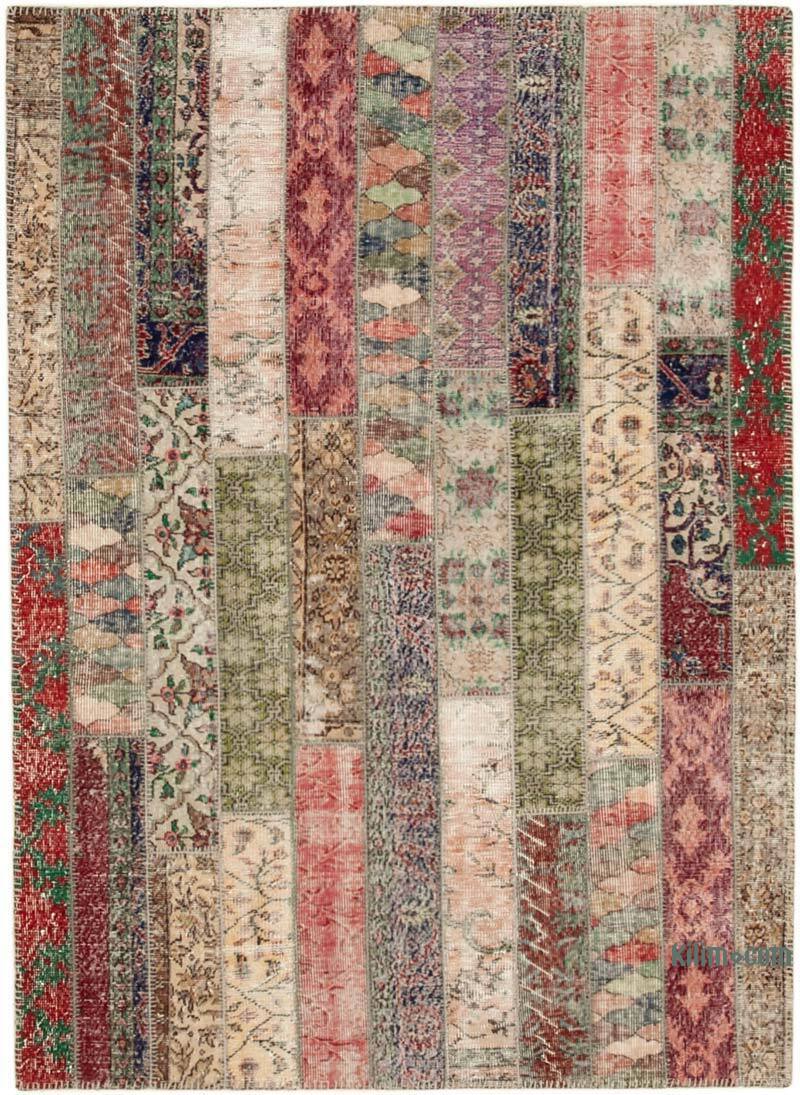 Patchwork Hand-Knotted Turkish Rug - 5' 7" x 7' 10" (67" x 94") - K0051189