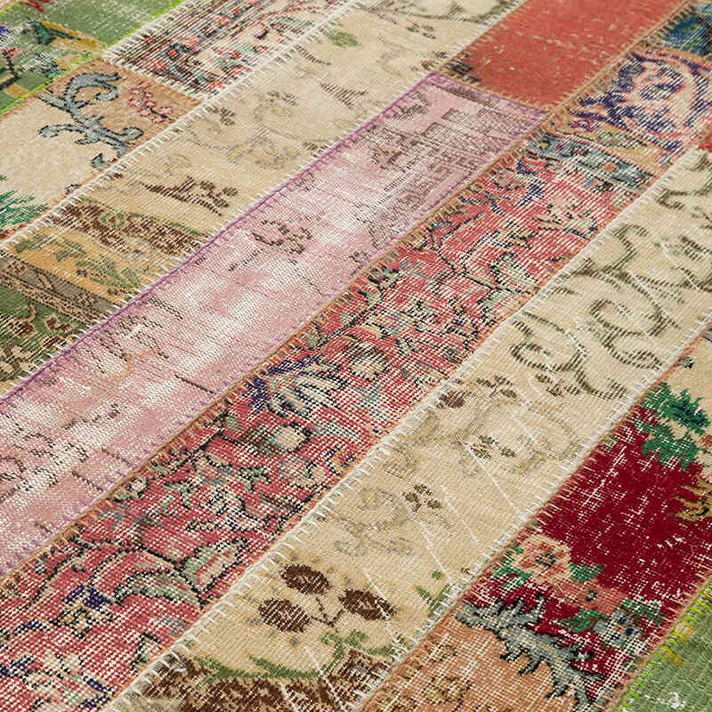 Çok Renkli, Kırmızı Patchwork El Dokuma Halı - 201 cm x 305 cm - K0051191