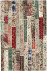 Patchwork Hand-Knotted Turkish Rug - 6' 6" x 10'  (78" x 120")