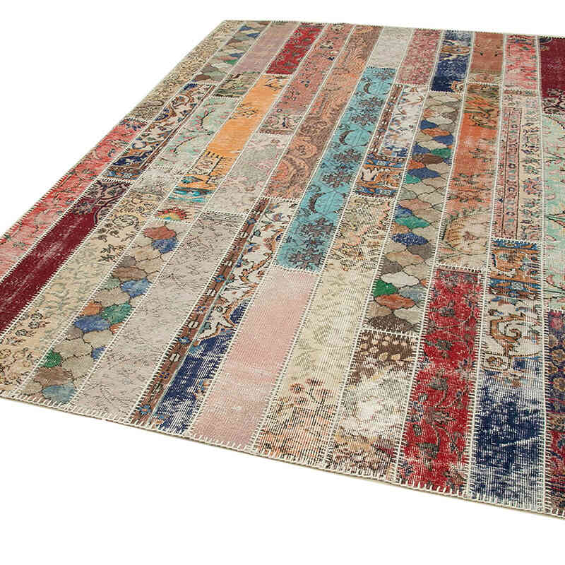 Çok Renkli, Kırmızı Patchwork El Dokuma Halı - 206 cm x 306 cm - K0051194