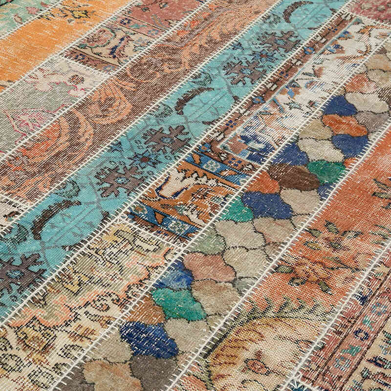 Çok Renkli, Kırmızı Patchwork El Dokuma Halı - 206 cm x 306 cm - K0051194