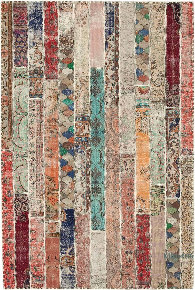 Çok Renkli, Kırmızı Patchwork El Dokuma Halı - 206 cm x 306 cm - K0051194