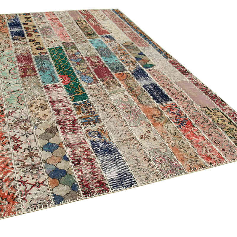 Rojo, Multicolor Alfombra Turca de Retazos - 203 cm x 307 cm - K0051195