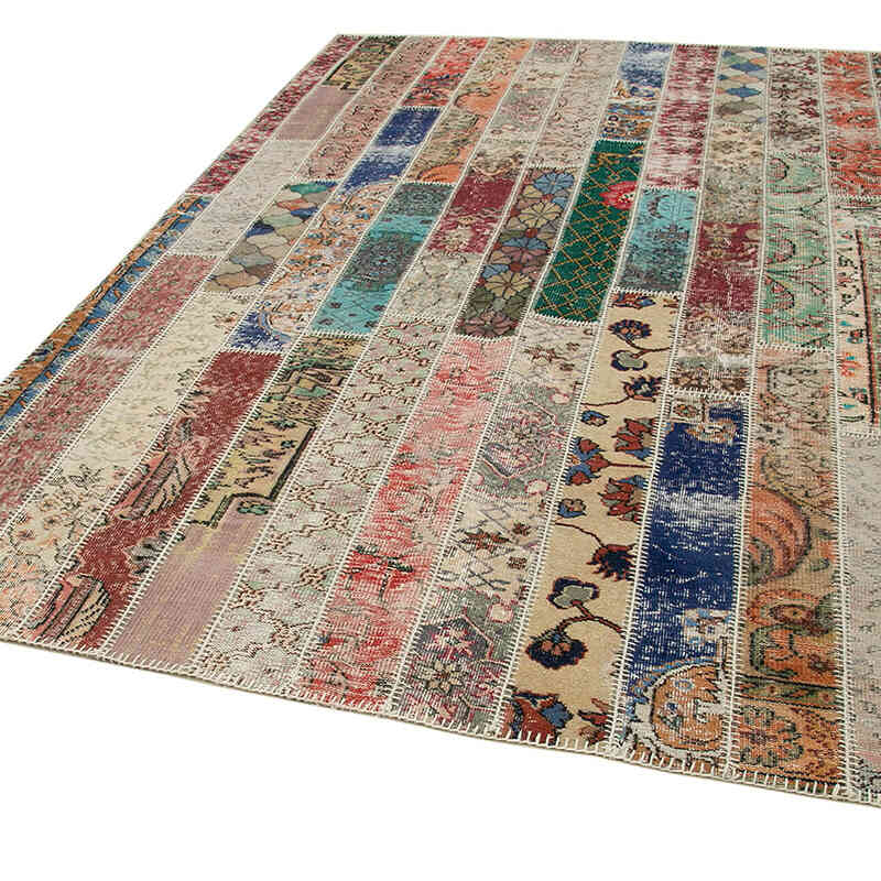 Rojo, Multicolor Alfombra Turca de Retazos - 203 cm x 307 cm - K0051195
