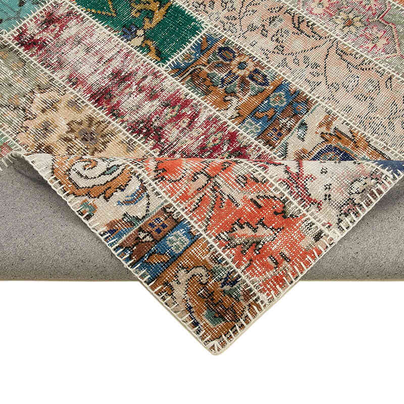 Rojo, Multicolor Alfombra Turca de Retazos - 203 cm x 307 cm - K0051195