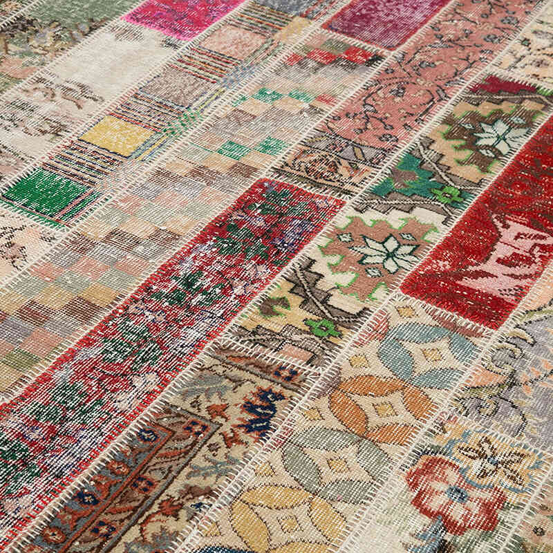 Multicolor, Rojo Alfombra Turca de Retazos - 203 cm x 308 cm - K0051196