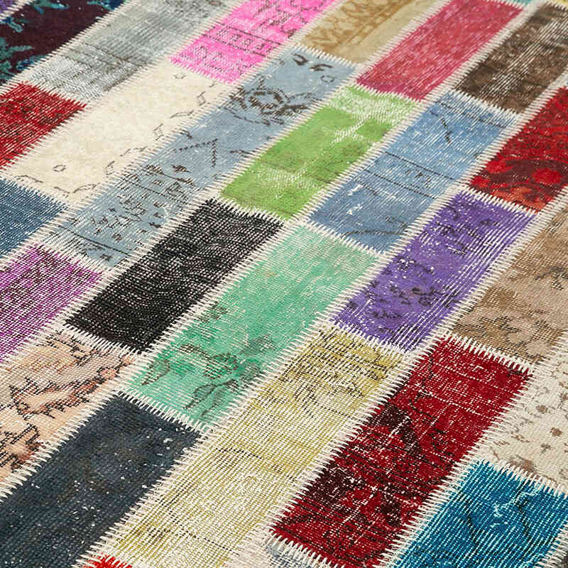 Multicolor Patchwork Hand-Knotted Turkish Rug - 6' 7" x 10' 1" (79" x 121") - K0051201