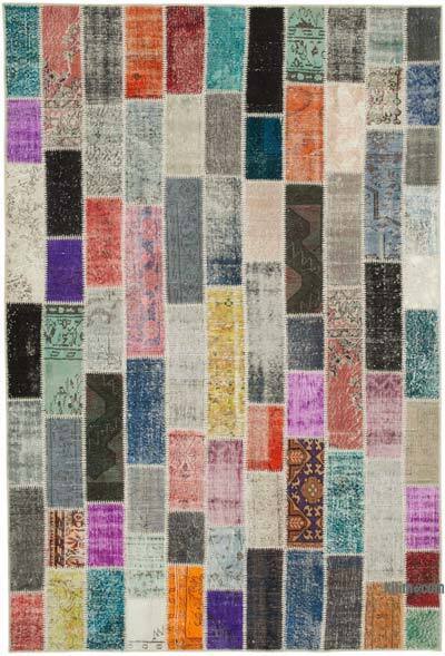 Çok Renkli Boyalı Patchwork Halı - 206 cm x 306 cm