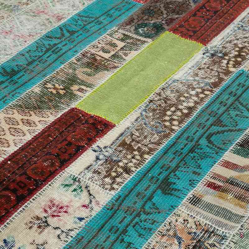Multicolor, Red Patchwork Hand-Knotted Turkish Rug - 6' 8" x 10' 1" (80 in. x 121 in.) - K0051205