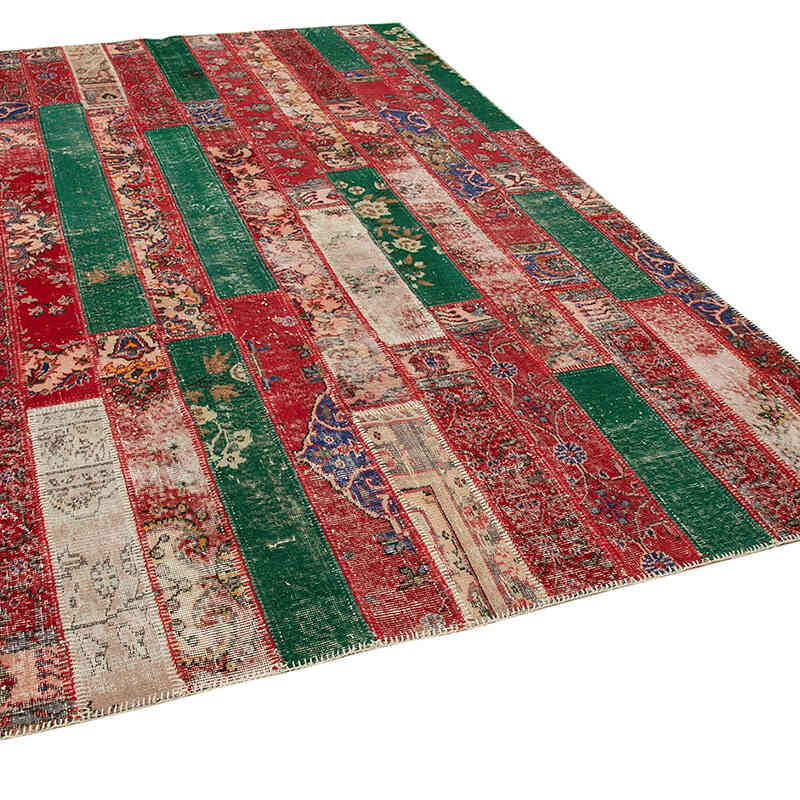 Patchwork Hand-Knotted Turkish Rug - 6' 7" x 9' 11" (79" x 119") - K0051209