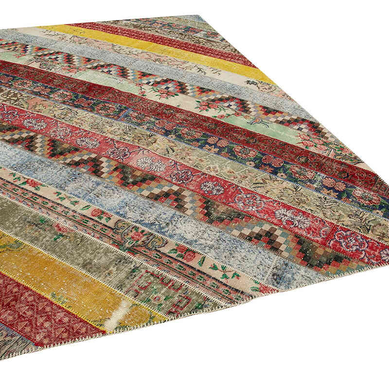 Multicolor, Rojo Alfombra Turca de Retazos - 200 cm x 305 cm - K0051213