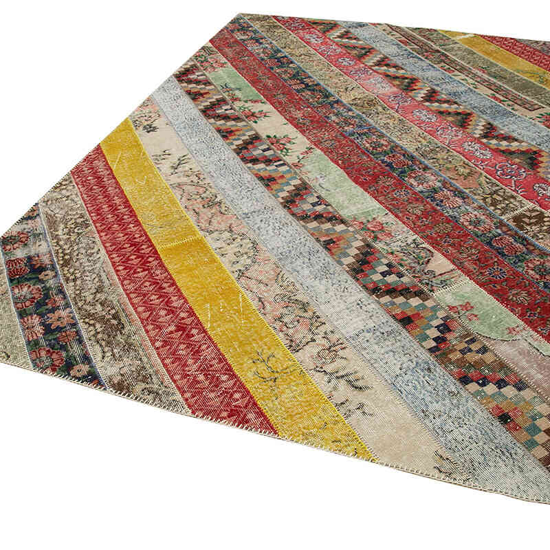 Multicolor, Rojo Alfombra Turca de Retazos - 200 cm x 305 cm - K0051213