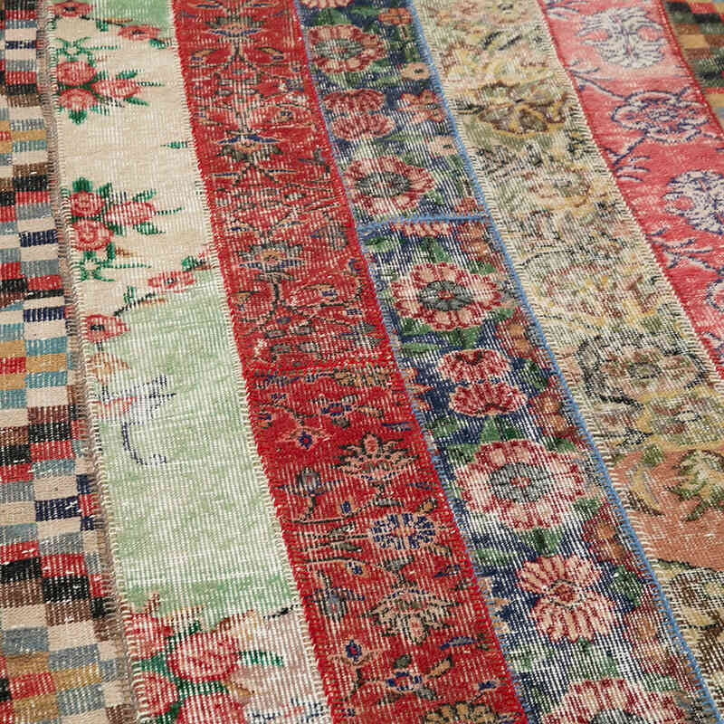 Multicolor, Rojo Alfombra Turca de Retazos - 200 cm x 305 cm - K0051213