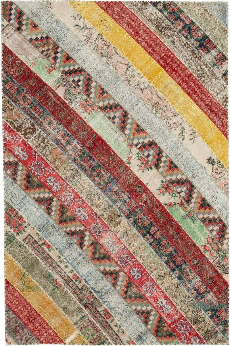 Multicolor, Rojo Alfombra Turca de Retazos - 200 cm x 305 cm - K0051213
