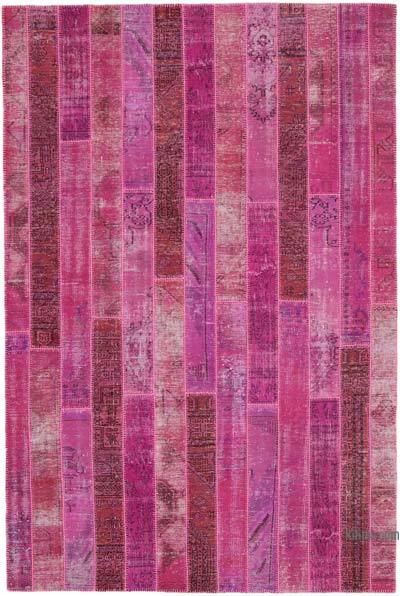 Pink Patchwork Hand-Knotted Turkish Rug - 6' 8" x 10'  (80 in. x 120 in.)