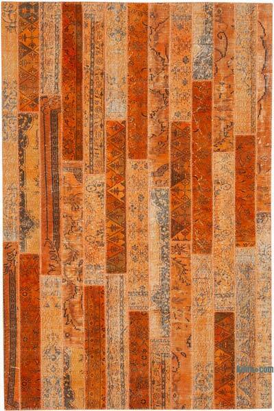 Turuncu Boyalı Patchwork Halı - 202 cm x 305 cm