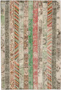 Çok Renkli, Bej Patchwork El Dokuma Halı - 202 cm x 303 cm