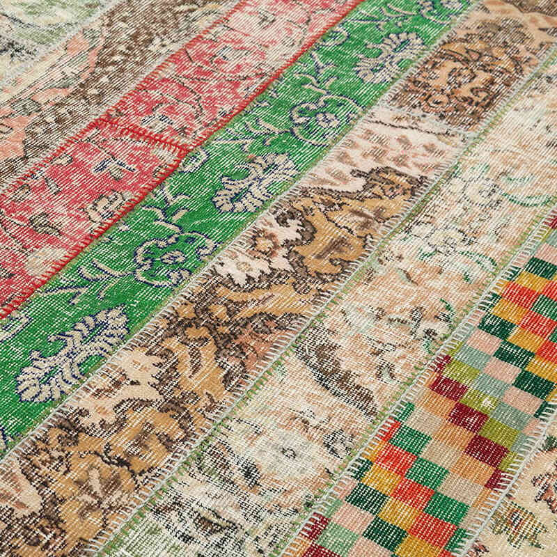 Çok Renkli, Bej Patchwork El Dokuma Halı - 202 cm x 303 cm - K0051221