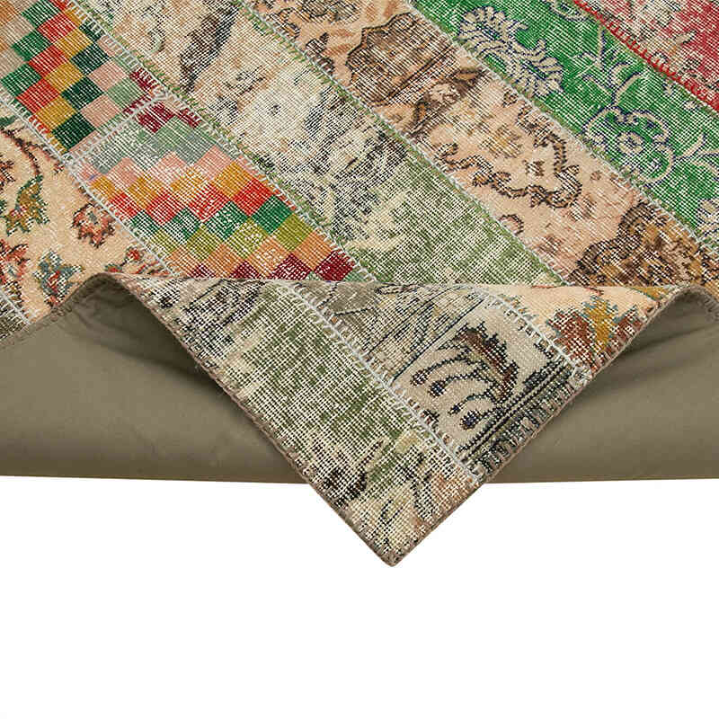 Çok Renkli, Bej Patchwork El Dokuma Halı - 202 cm x 303 cm - K0051221
