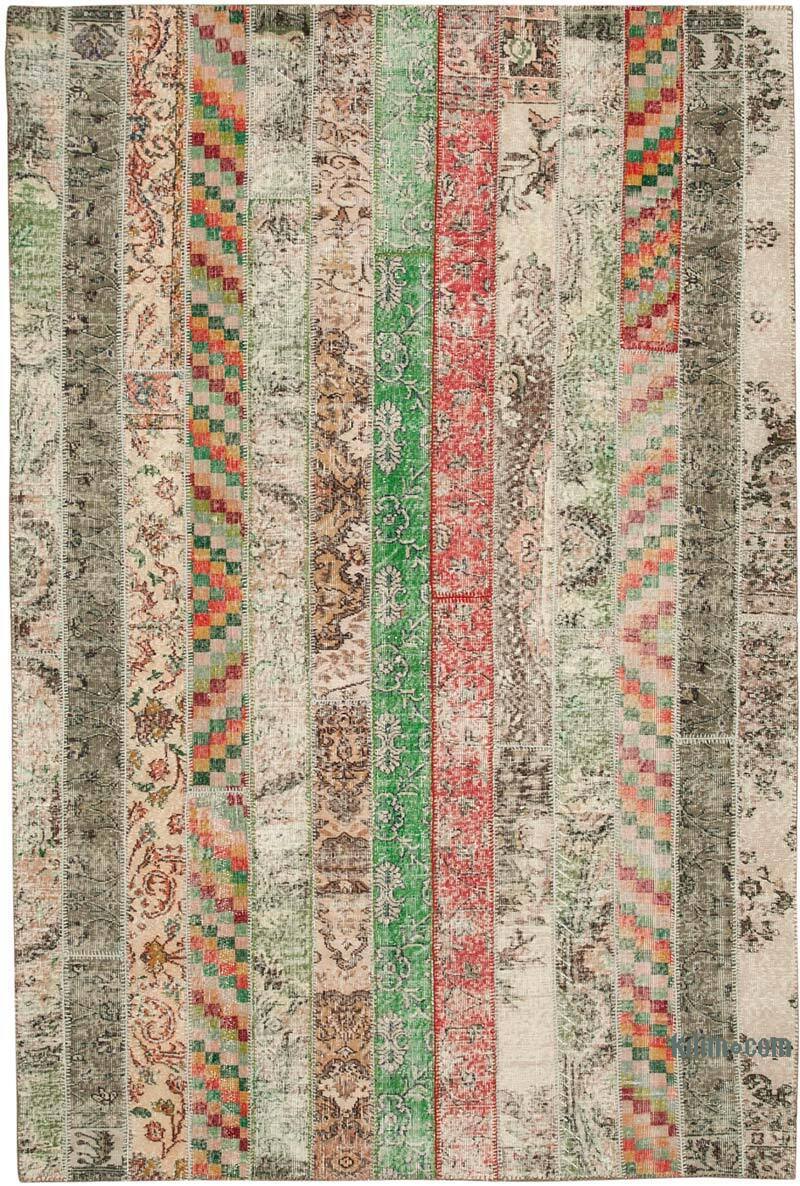 Çok Renkli, Bej Patchwork El Dokuma Halı - 202 cm x 303 cm - K0051221