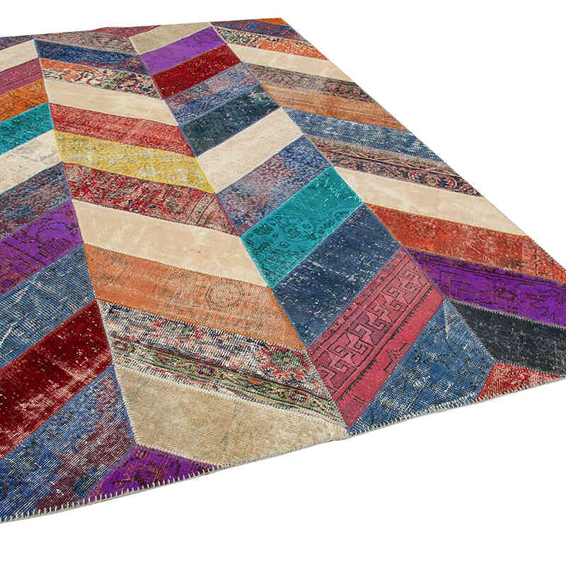 Çok Renkli Boyalı Patchwork Halı - 196 cm x 299 cm - K0051222
