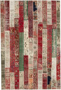 Patchwork Hand-Knotted Turkish Rug - 6' 8" x 9' 10" (80" x 118")