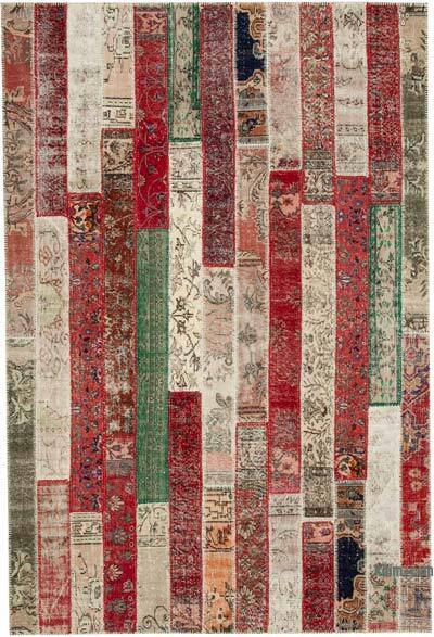 Çok Renkli, Kırmızı Patchwork El Dokuma Halı - 202 cm x 300 cm