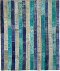 Multicolor Patchwork Hand-Knotted Turkish Rug - 8' 5" x 10'  (101" x 120")