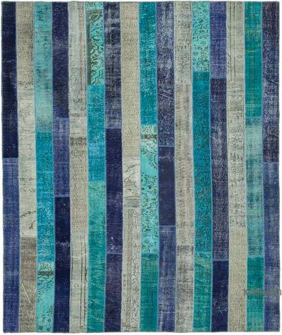 Multicolor Patchwork Hand-Knotted Turkish Rug - 8' 5" x 10'  (101 in. x 120 in.)