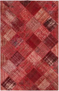 Rojo Alfombra De Retazos Turca Sobre-teñida - 197 cm x 304 cm
