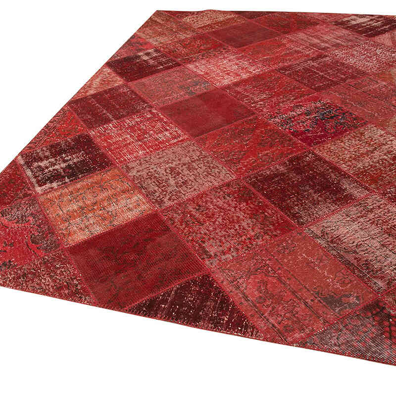 Kırmızı Boyalı Patchwork Halı - 197 cm x 304 cm - K0051228