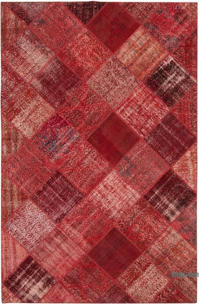 Kırmızı Boyalı Patchwork Halı - 197 cm x 304 cm