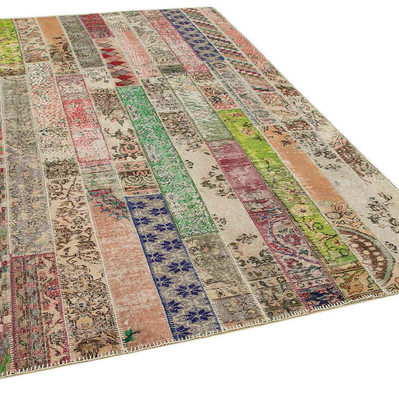 Rojo, Multicolor Alfombra Turca de Retazos - 200 cm x 305 cm - K0051231