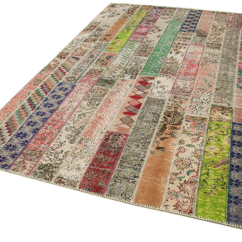 Rojo, Multicolor Alfombra Turca de Retazos - 200 cm x 305 cm - K0051231