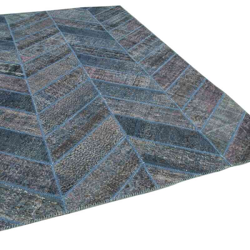 Mavi Boyalı Patchwork Halı - 198 cm x 300 cm - 198 cm x 300 cm - K0051232