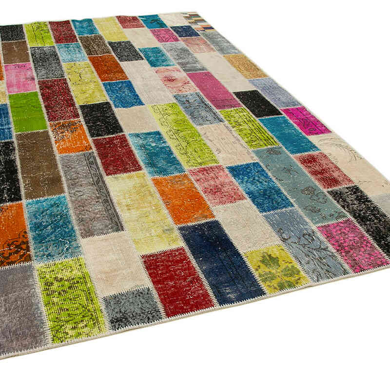 Çok Renkli Boyalı Patchwork Halı - 202 cm x 305 cm - K0051234